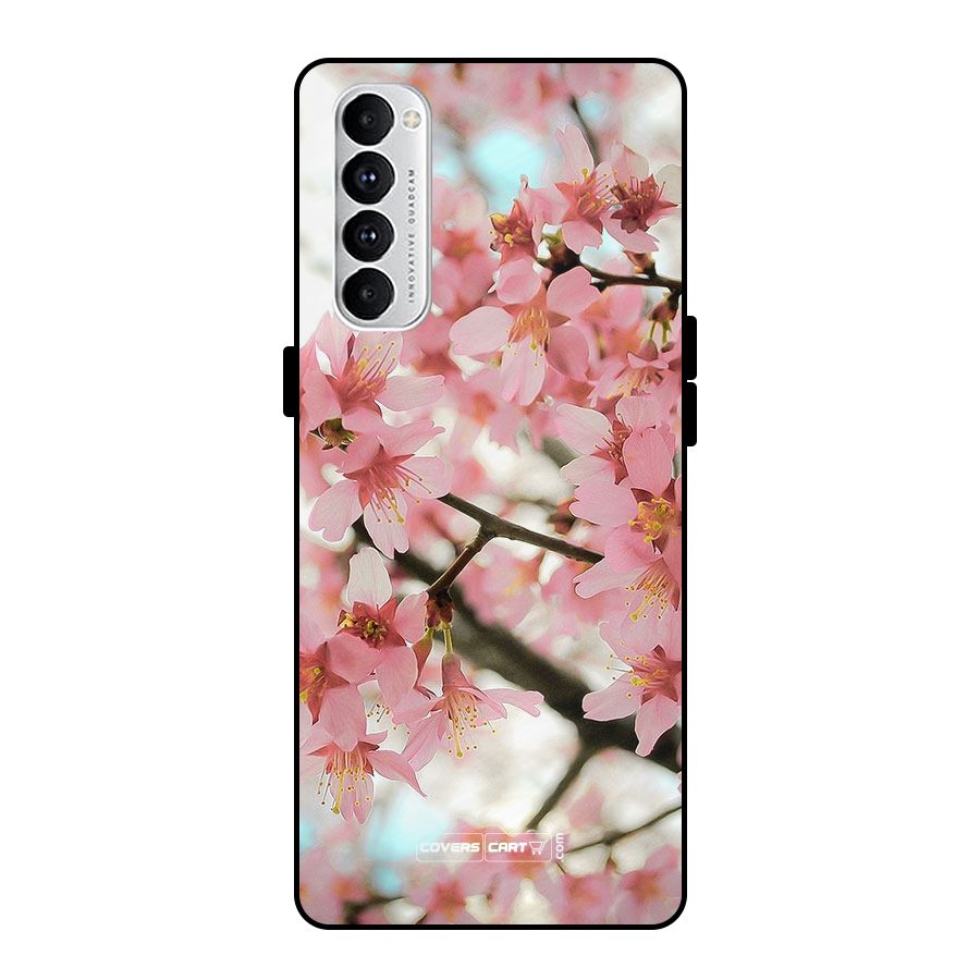 Peach Floral Metal Back Case for Oppo Reno4 Pro