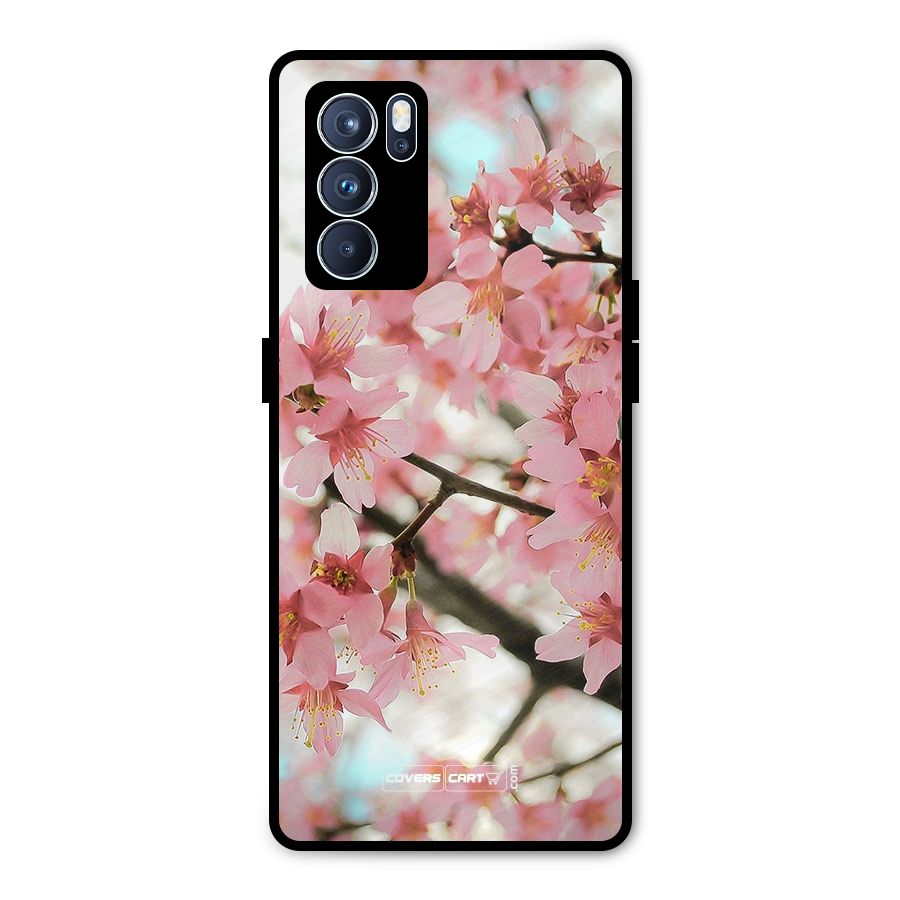Peach Floral Metal Back Case for Oppo Reno6 Pro 5G