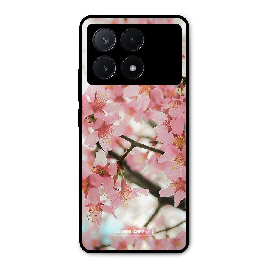 Peach Floral Metal Back Case for Poco X6 Pro