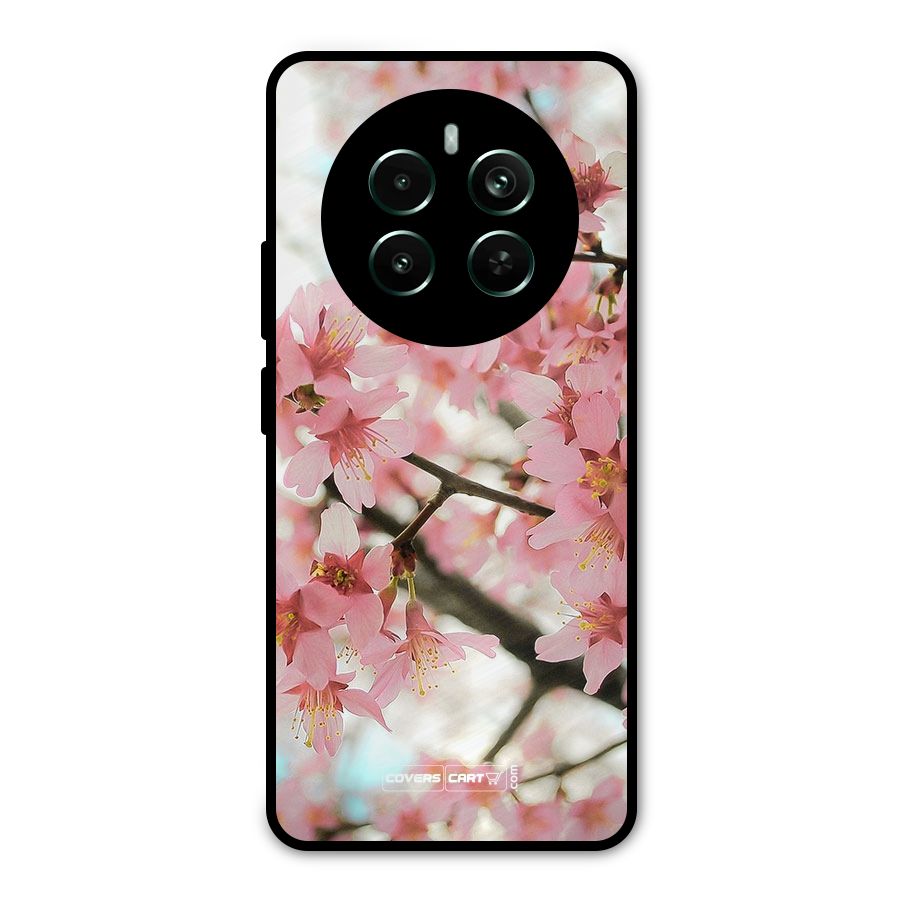 Peach Floral Metal Back Case for Realme 12 Pro Plus
