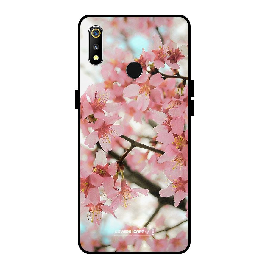 Peach Floral Metal Back Case for Realme 3i