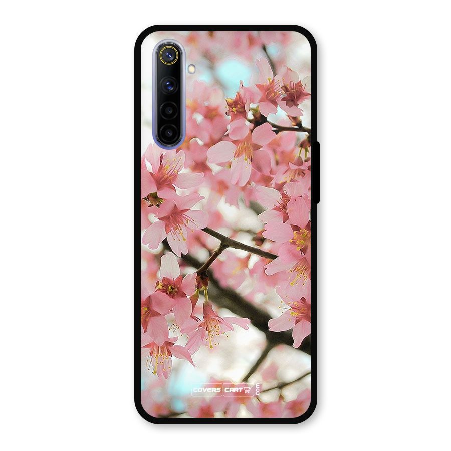 Peach Floral Metal Back Case for Realme 6i