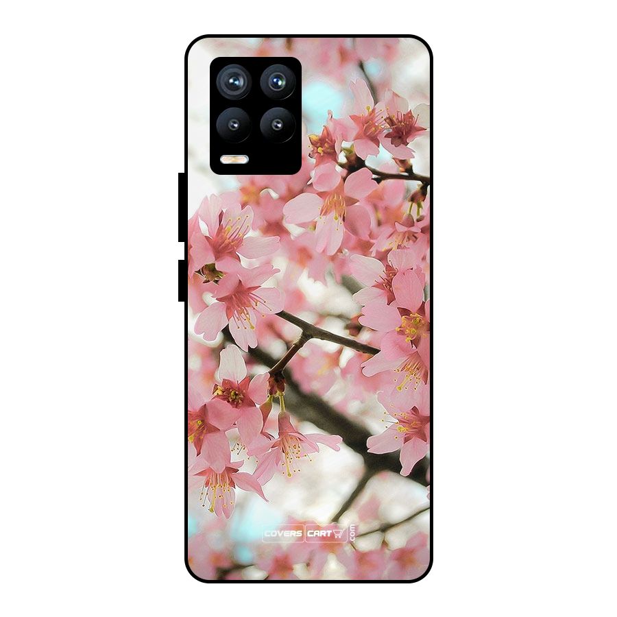 Peach Floral Metal Back Case for Realme 8 Pro