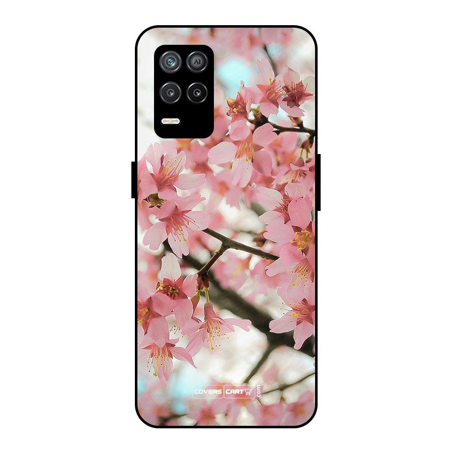 Peach Floral Metal Back Case for Realme 8s 5G