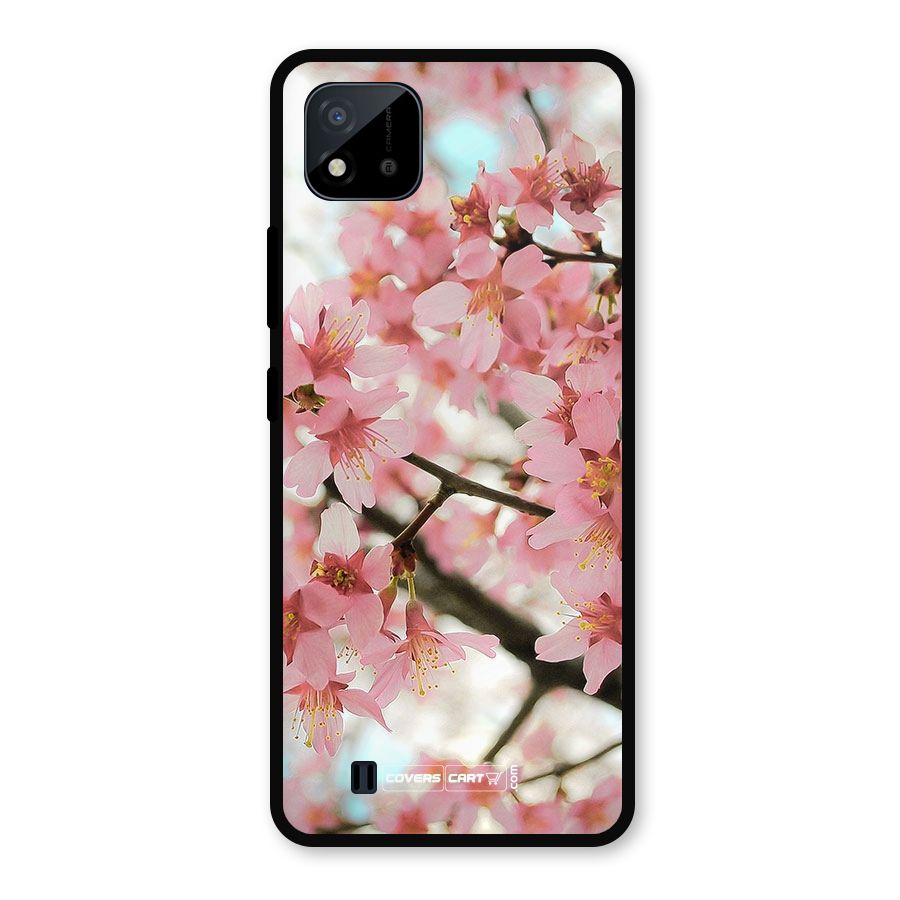 Peach Floral Metal Back Case for Realme C11 2021