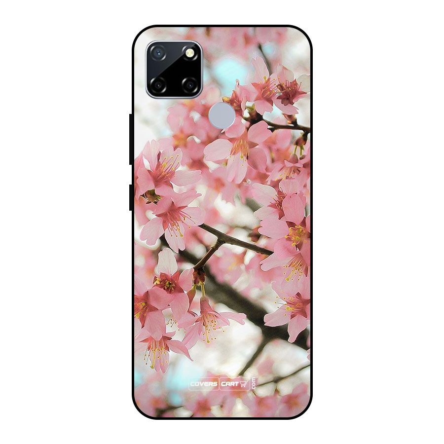 Peach Floral Metal Back Case for Realme Narzo 20