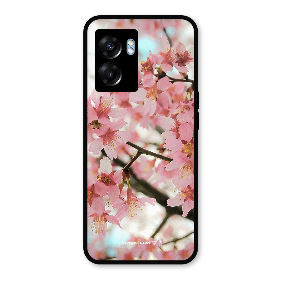 Peach Floral Metal Back Case for Realme Narzo 50 5G