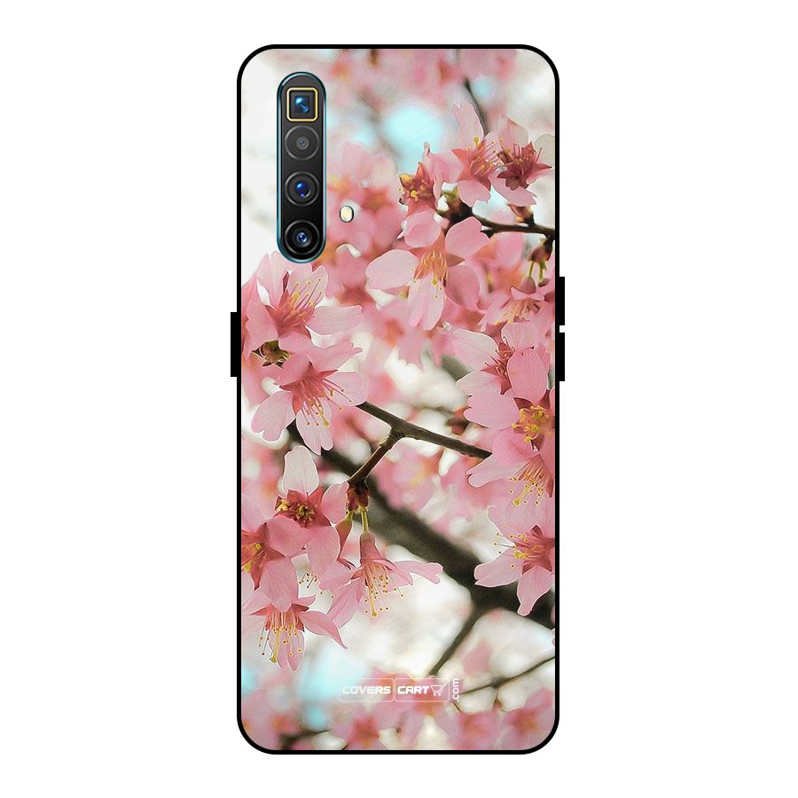 Peach Floral Metal Back Case for Realme X3 SuperZoom