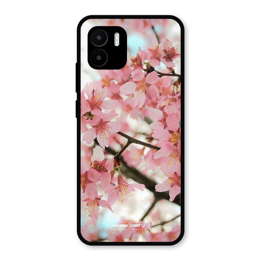 Peach Floral Metal Back Case for Redmi A2