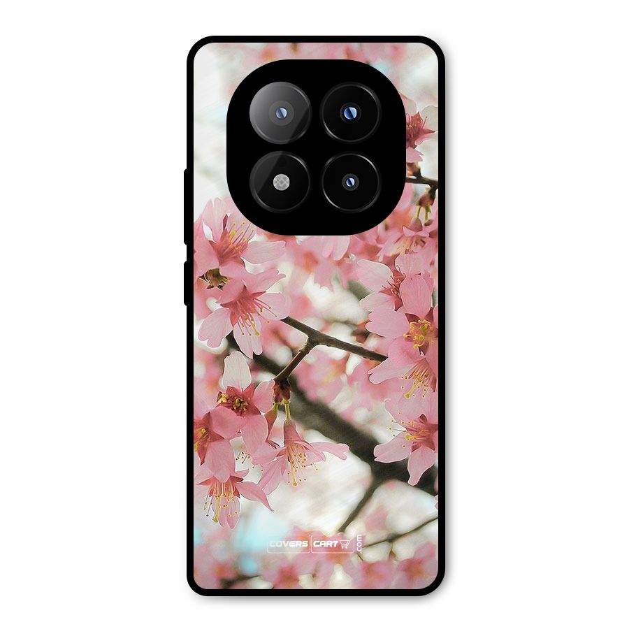 Peach Floral Metal Back Case for Redmi Note 14 Pro Plus 5G