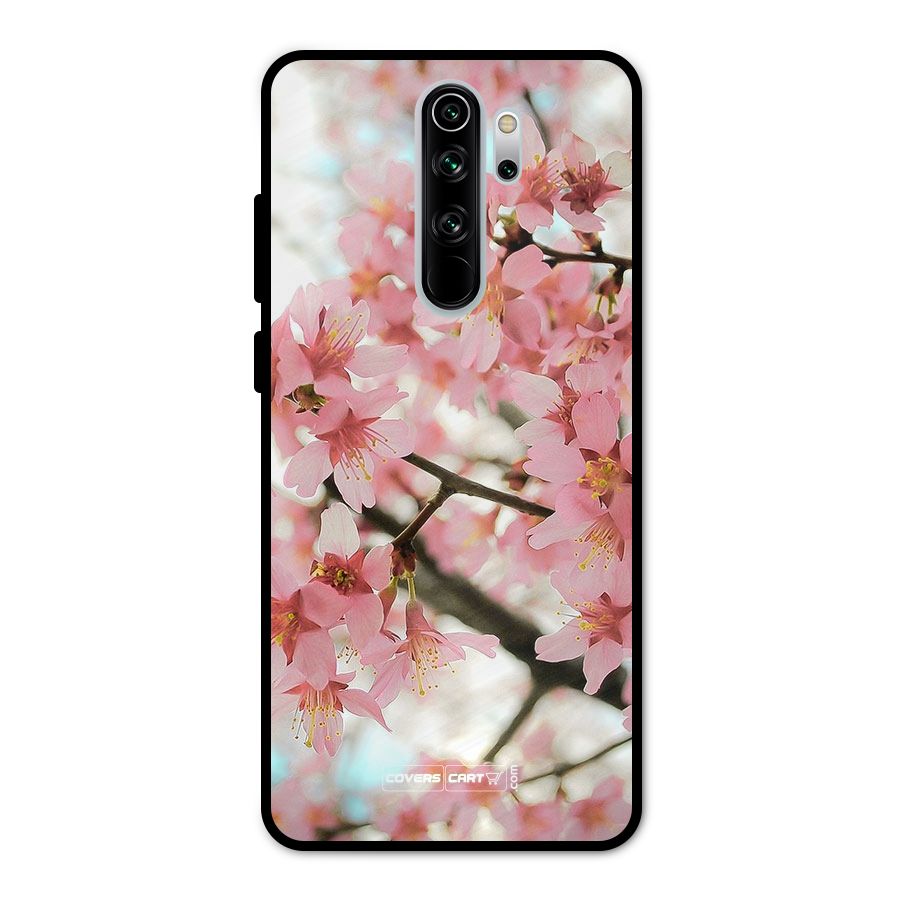 Peach Floral Metal Back Case for Redmi Note 8 Pro