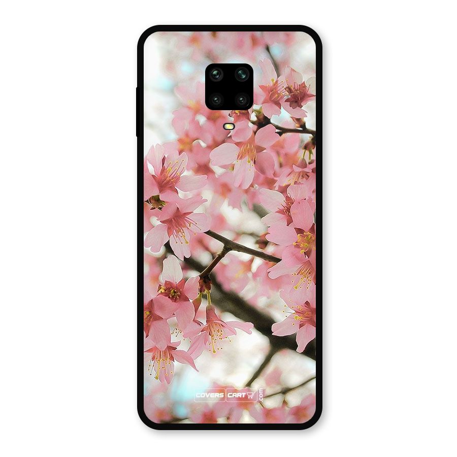 Peach Floral Metal Back Case for Redmi Note 9 Pro