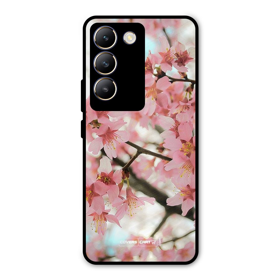 Peach Floral Metal Back Case for Vivo T3 5G