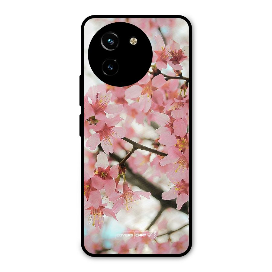 Peach Floral Metal Back Case for Vivo T3x