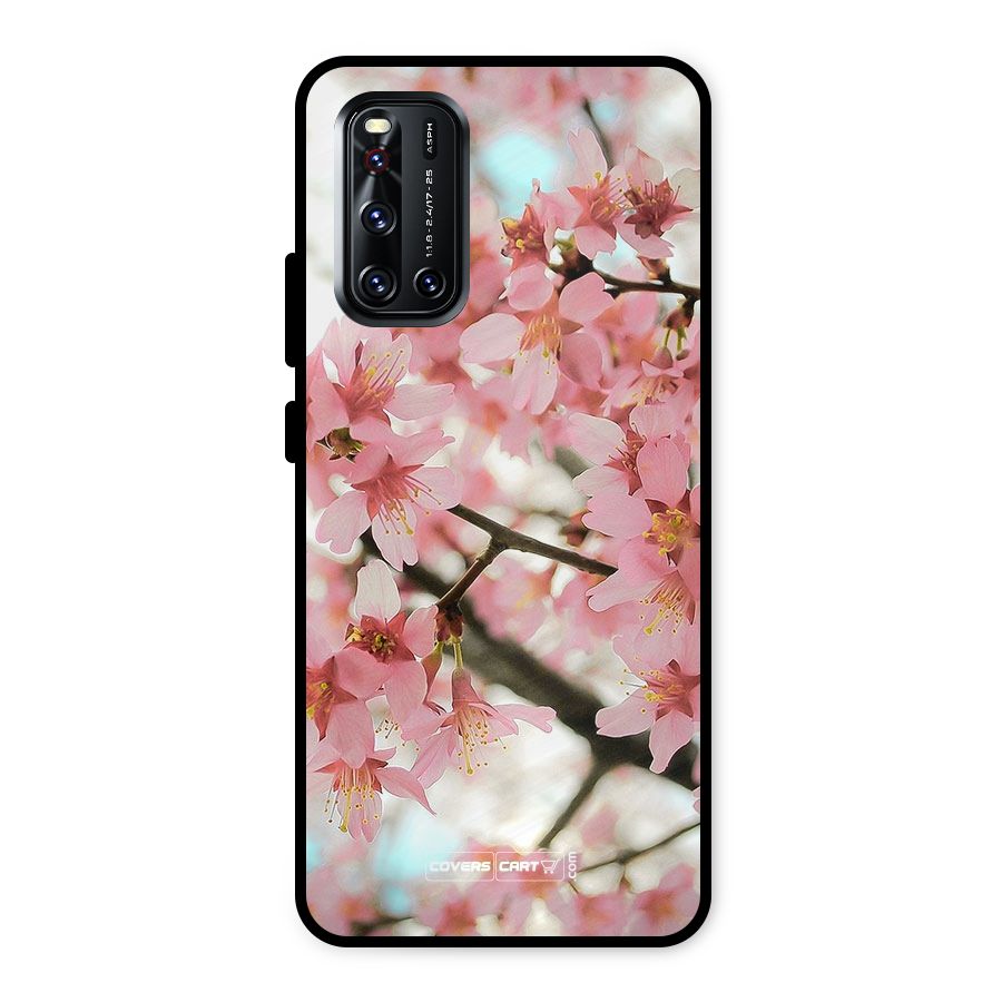 Peach Floral Metal Back Case for Vivo V19