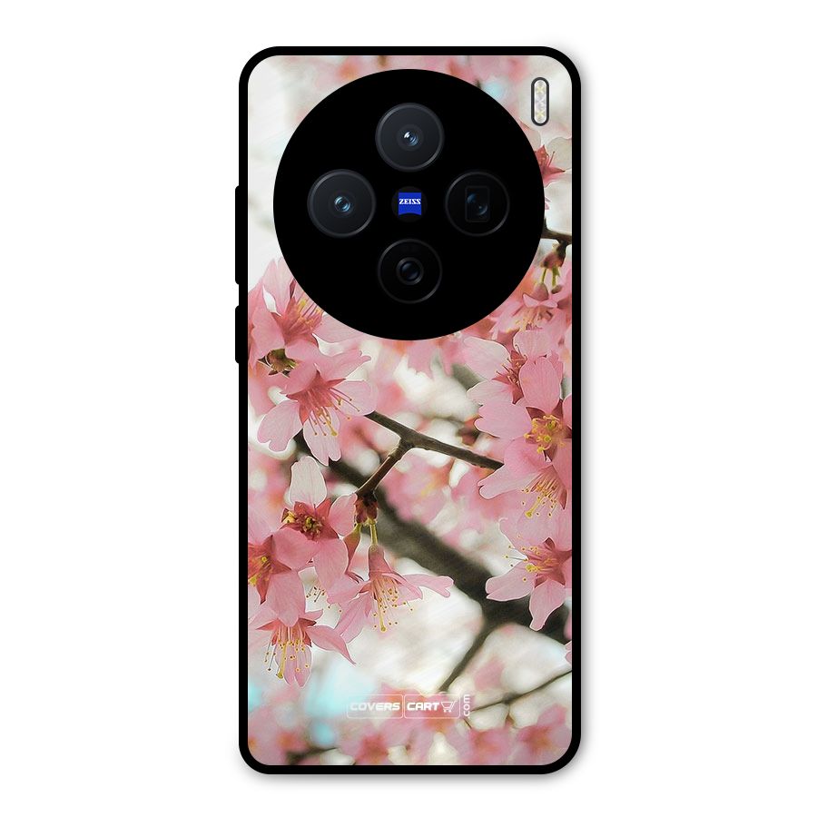 Peach Floral Metal Back Case for Vivo X200