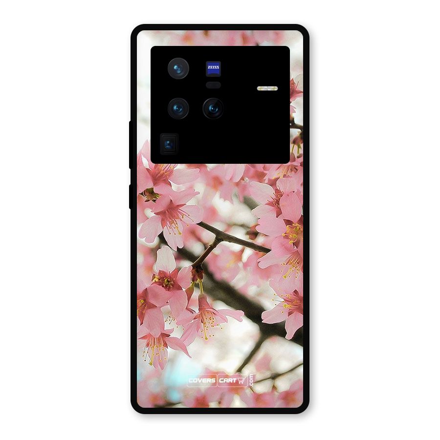 Peach Floral Metal Back Case for Vivo X80 Pro