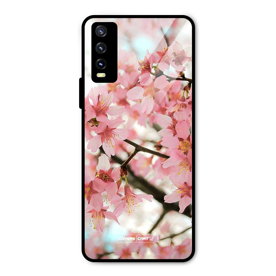Peach Floral Metal Back Case for Vivo Y20