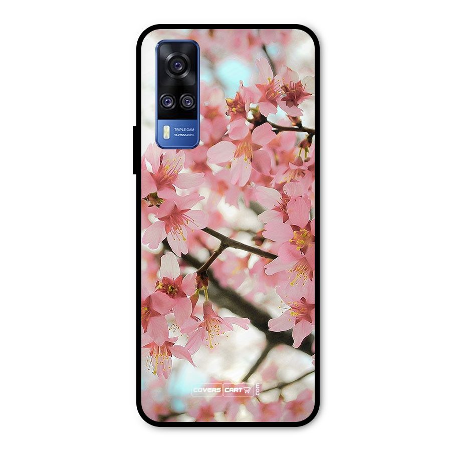Peach Floral Metal Back Case for Vivo Y31