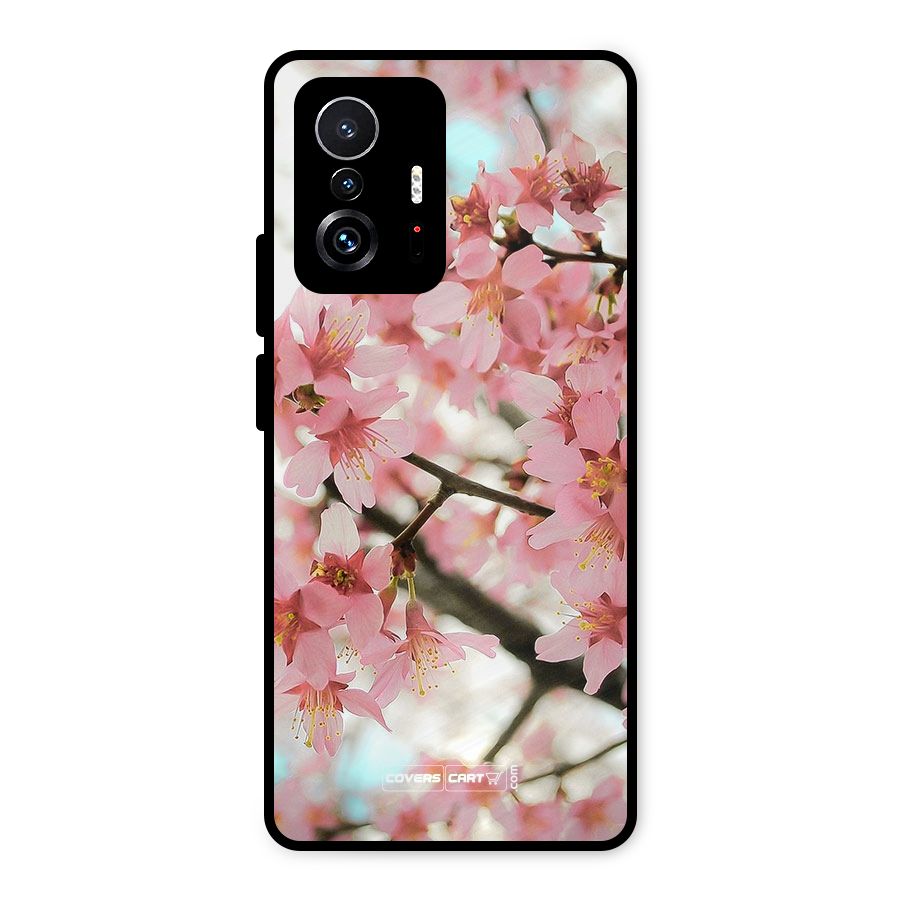Peach Floral Metal Back Case for Xiaomi 11T Pro
