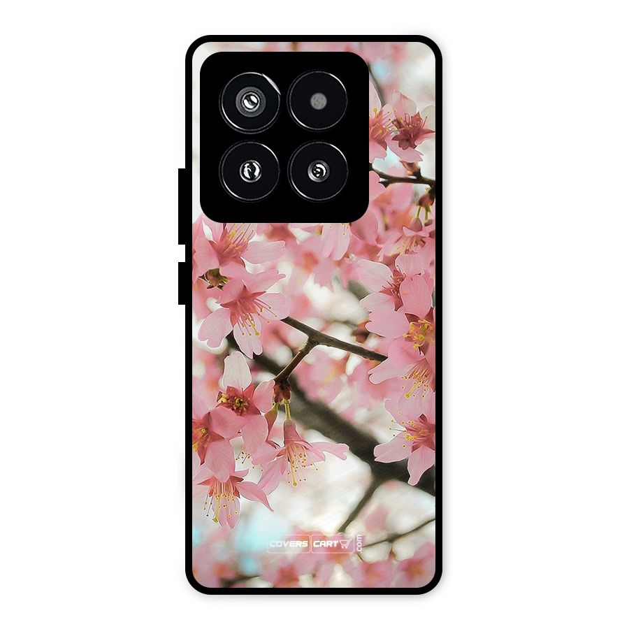 Peach Floral Metal Back Case for Xiaomi 14 Pro