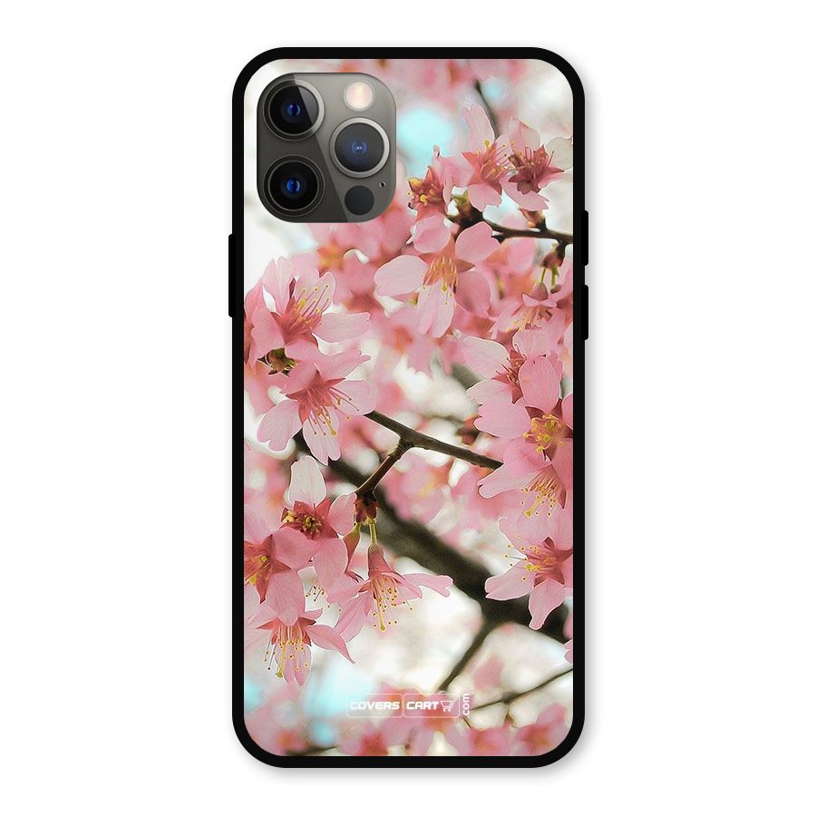 Peach Floral Metal Back Case for iPhone 12 Pro