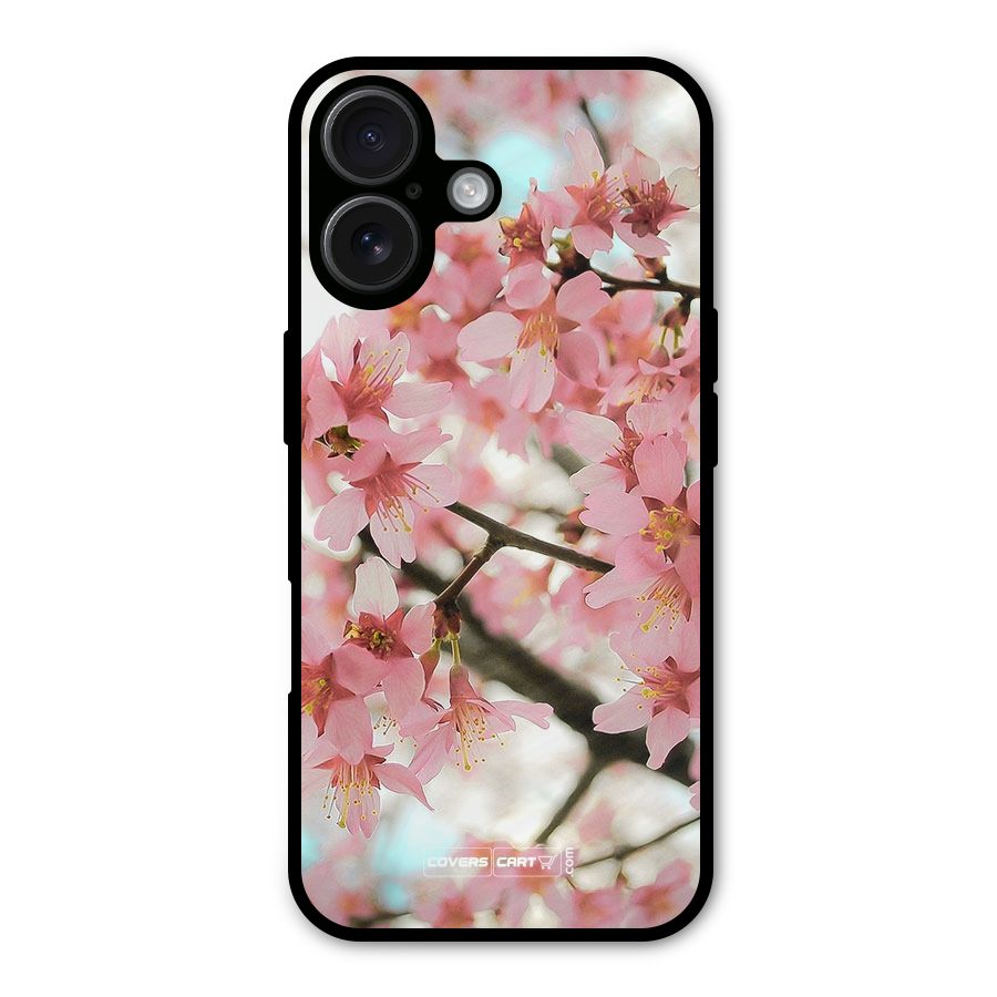 Peach Floral Metal Back Case for iPhone 16
