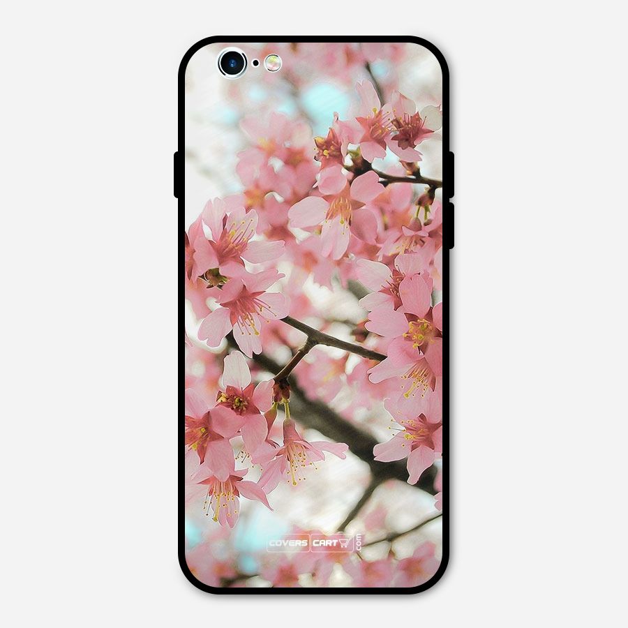 Peach Floral Metal Back Case for iPhone 6 6s
