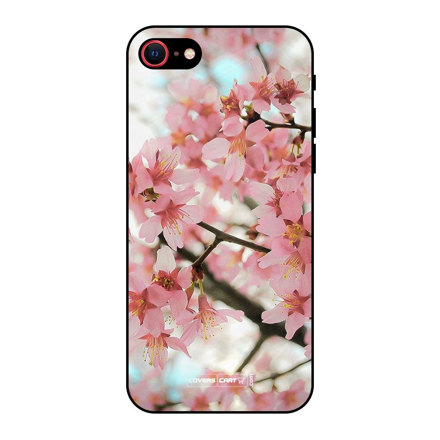 Peach Floral Metal Back Case for iPhone SE 2020
