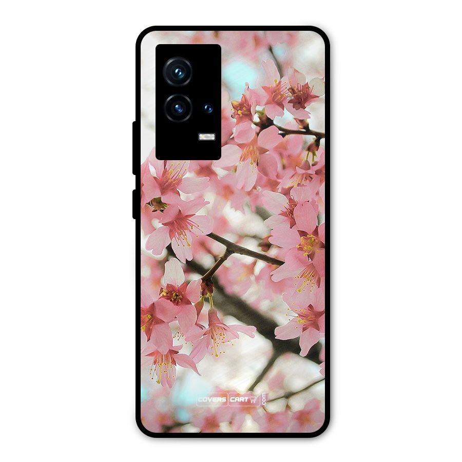 Peach Floral Metal Back Case for iQOO 9 5G