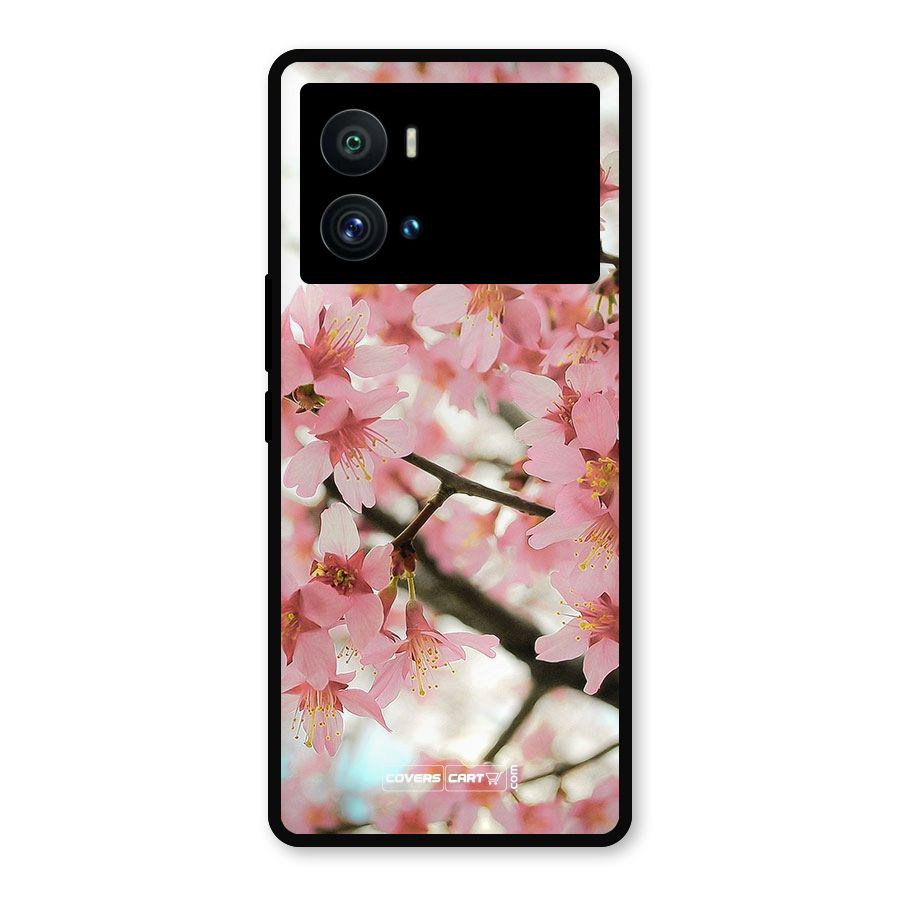 Peach Floral Metal Back Case for iQOO 9 Pro
