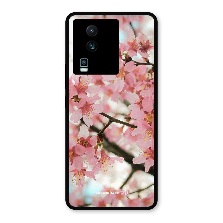 Peach Floral Metal Back Case for iQOO Neo 7