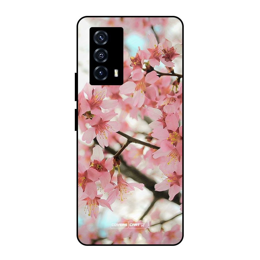Peach Floral Metal Back Case for iQOO Z5