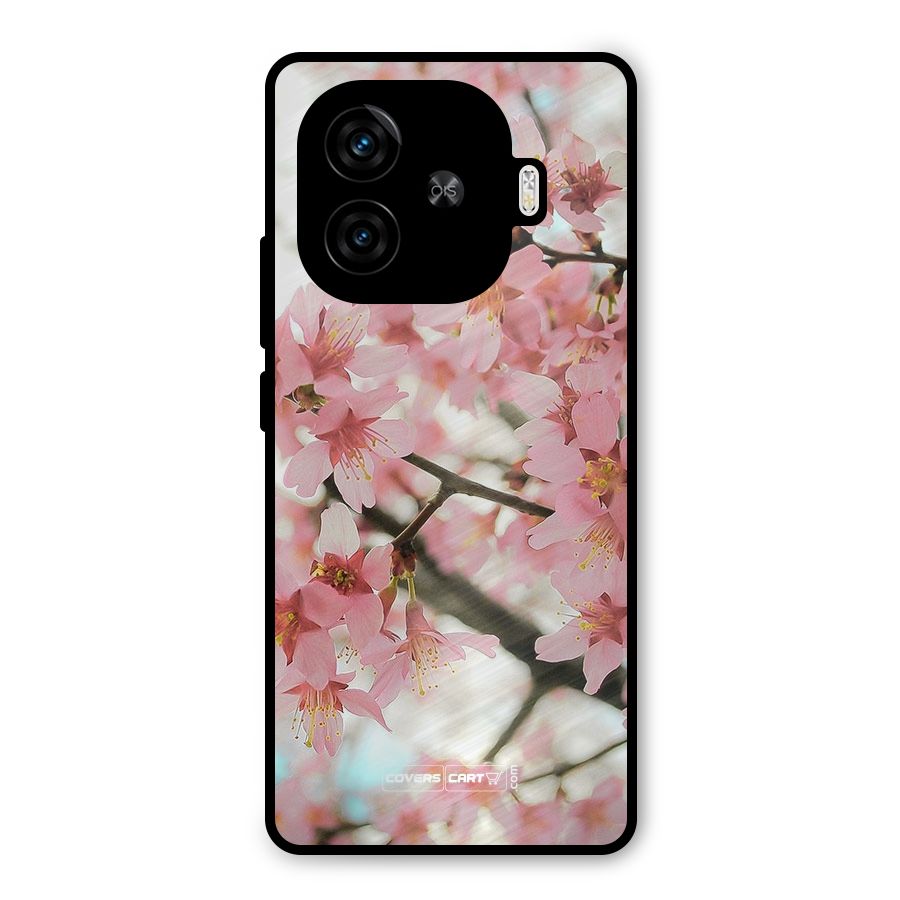 Peach Floral Metal Back Case for iQOO Z9 Turbo