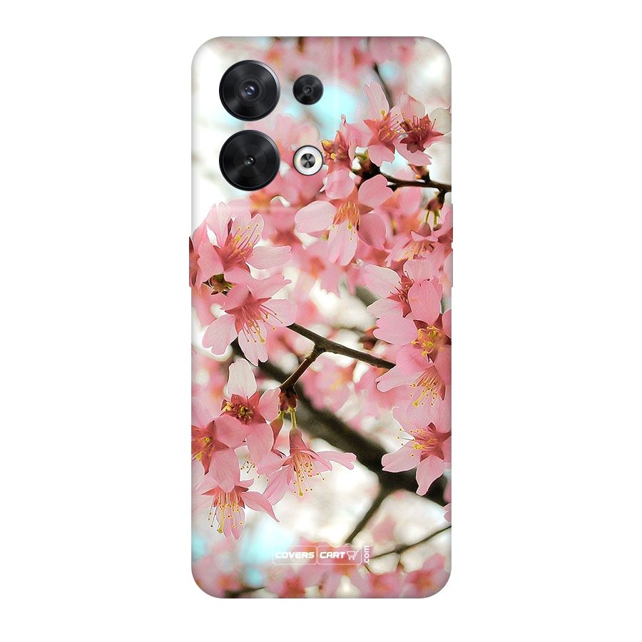 Peach Floral Original Polycarbonate Back Case for Oppo Reno8 5G