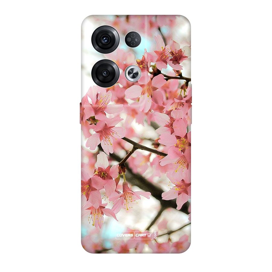 Peach Floral Original Polycarbonate Back Case for Oppo Reno8 Pro 5G