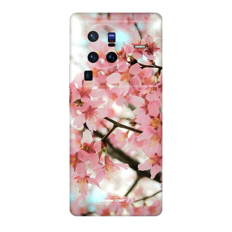 Peach Floral Original Polycarbonate Back Case for Vivo X80