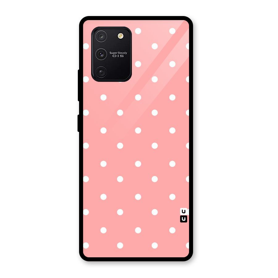 Peach Polka Pattern Glass Back Case for Galaxy S10 Lite