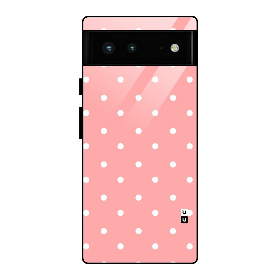 Peach Polka Pattern Glass Back Case for Google Pixel 6