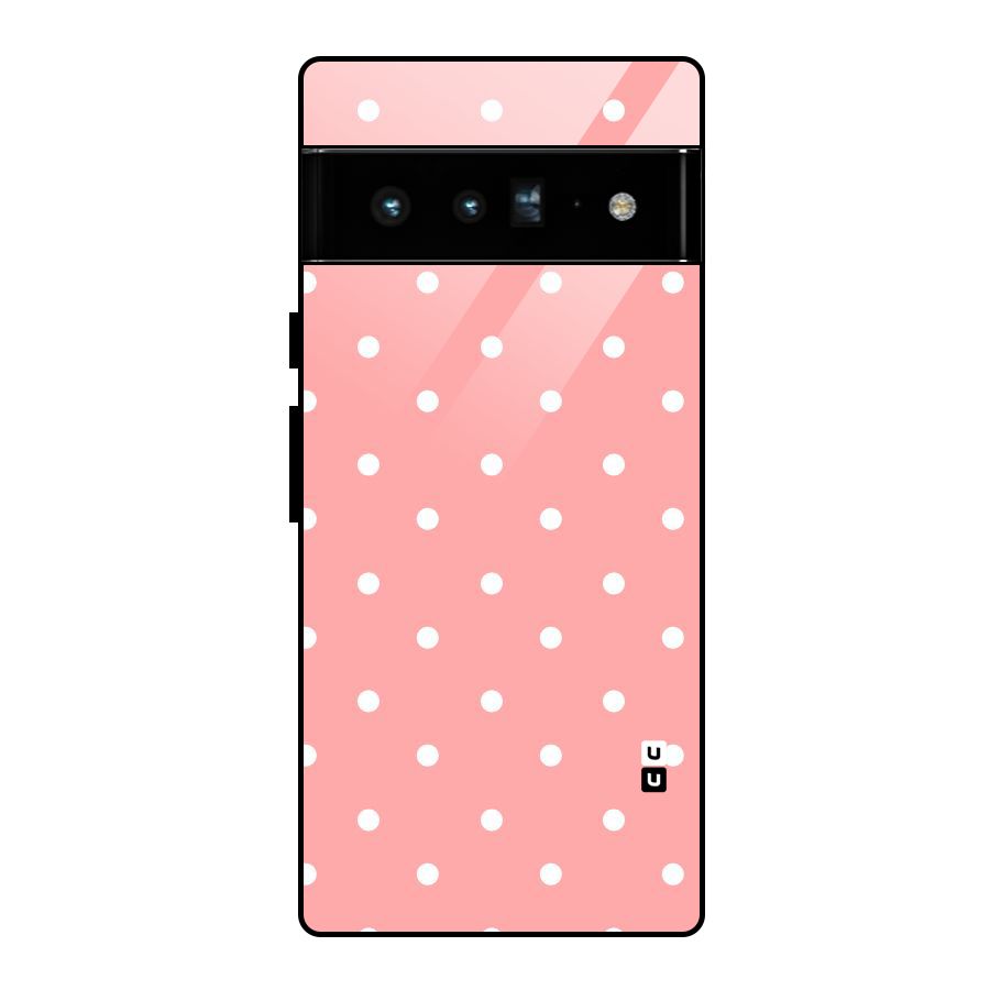 Peach Polka Pattern Glass Back Case for Google Pixel 6 Pro