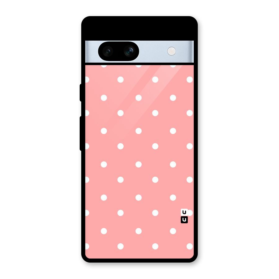 Peach Polka Pattern Glass Back Case for Google Pixel 7a