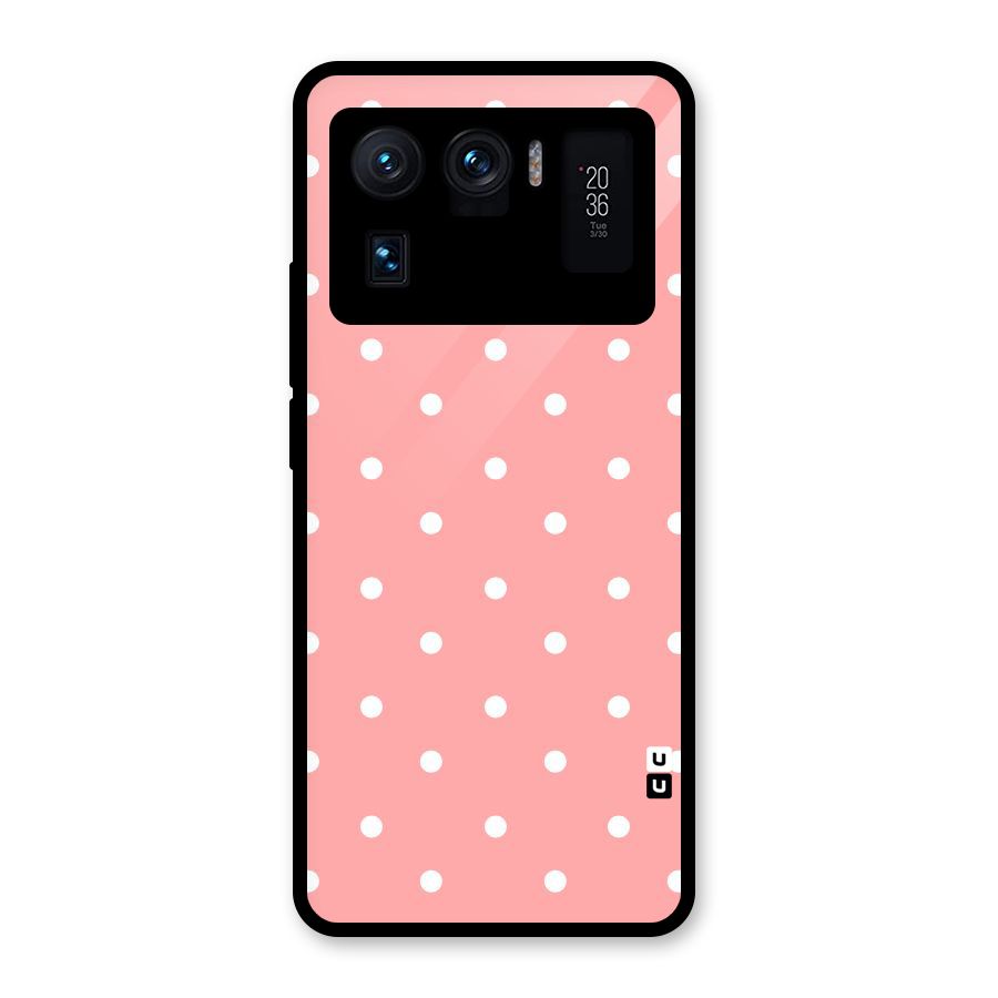 Peach Polka Pattern Glass Back Case for Mi 11 Ultra
