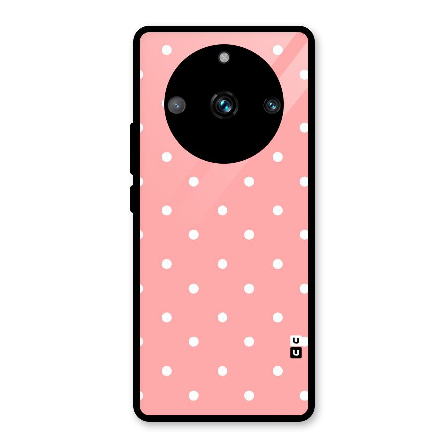 Peach Polka Pattern Glass Back Case for Realme 11 Pro