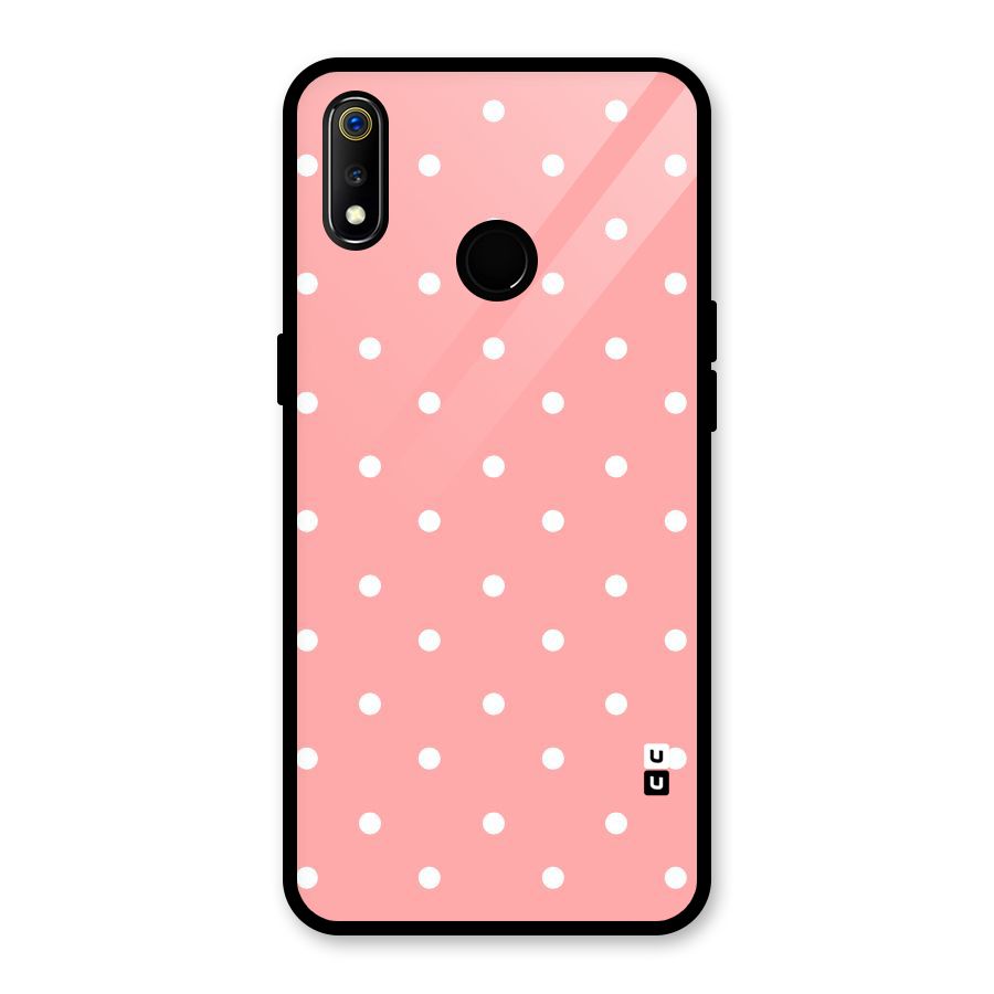 Peach Polka Pattern Glass Back Case for Realme 3i