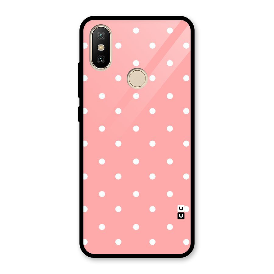 Peach Polka Pattern Glass Back Case for Redmi A2