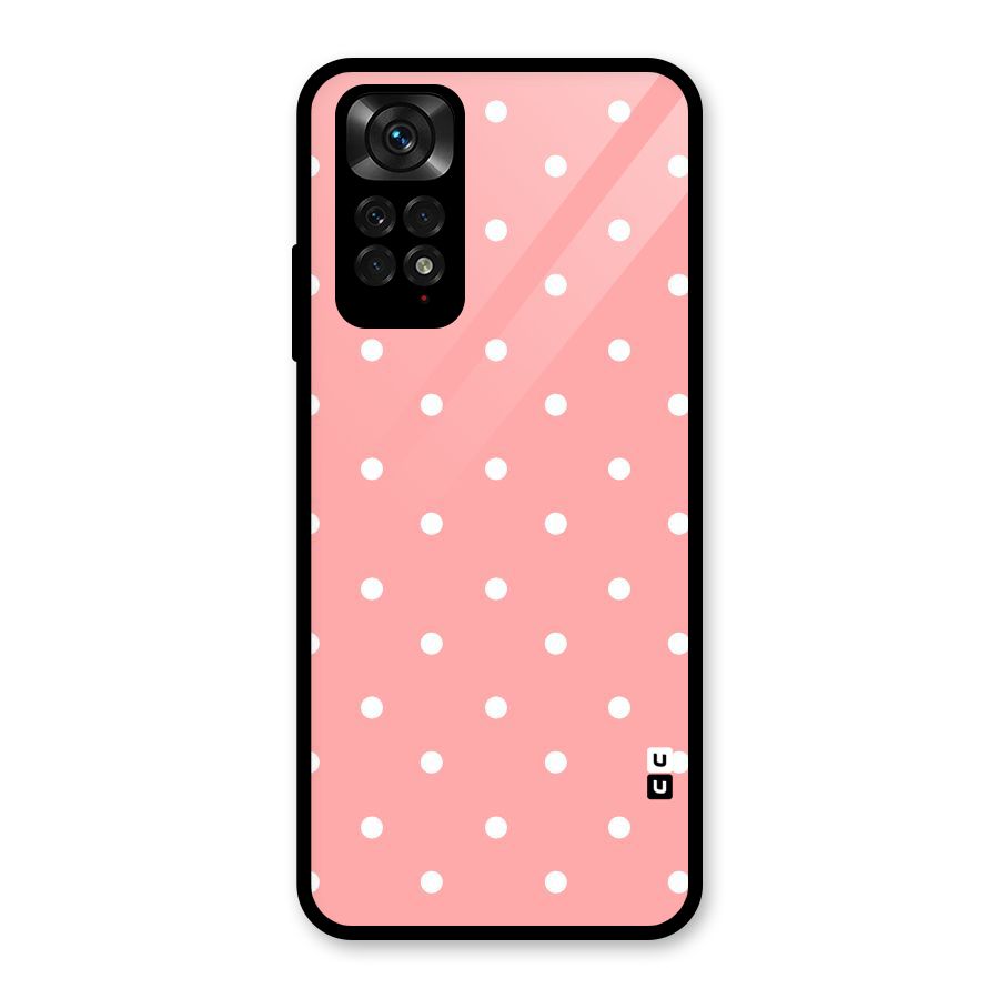 Peach Polka Pattern Glass Back Case for Redmi Note 11S