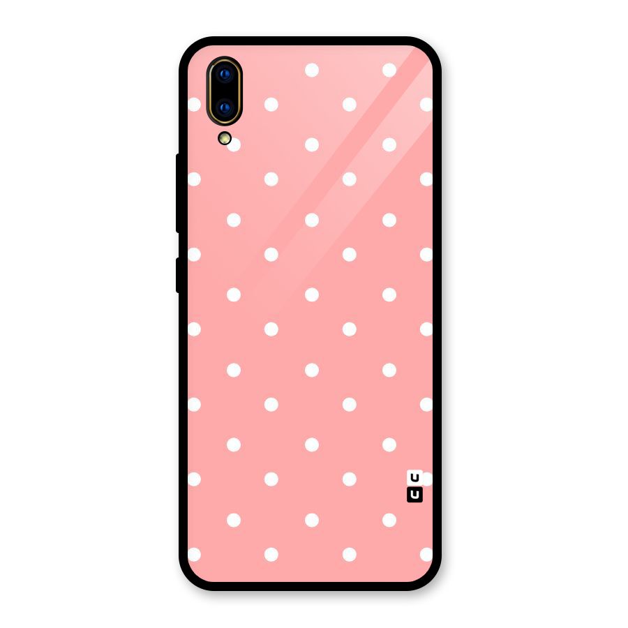 Peach Polka Pattern Glass Back Case for Vivo V11 Pro