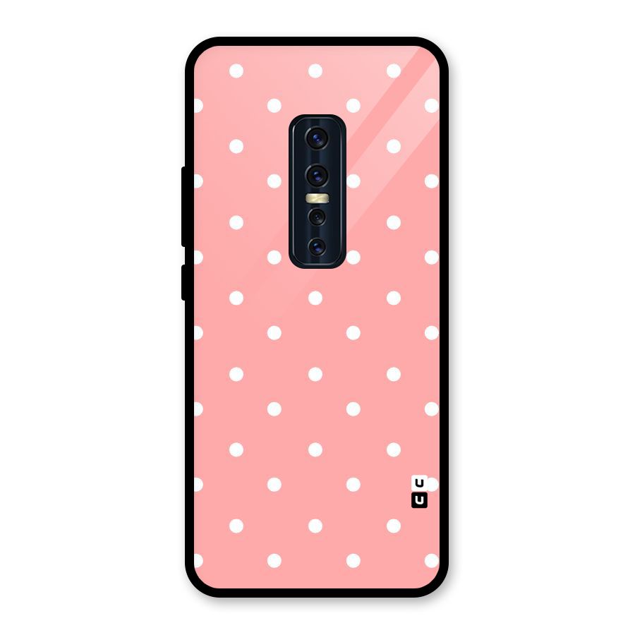 Peach Polka Pattern Glass Back Case for Vivo V17 Pro
