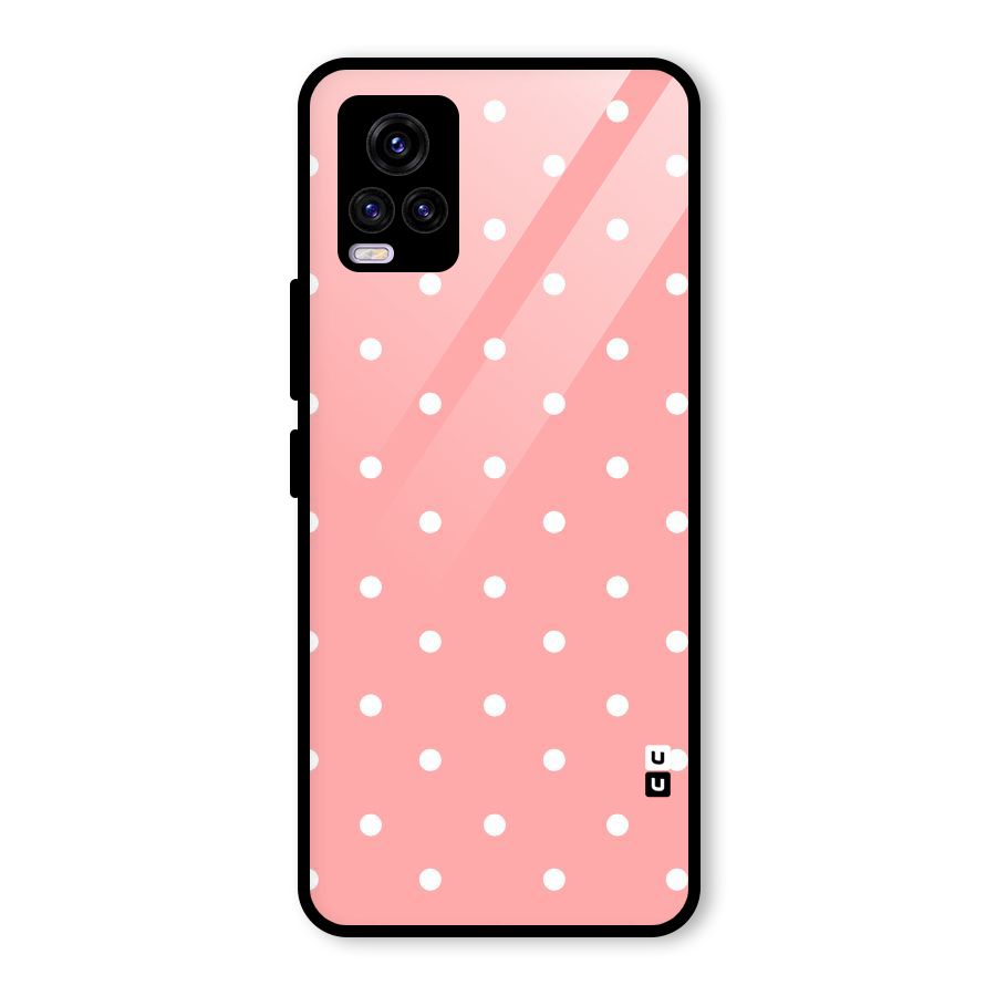 Peach Polka Pattern Glass Back Case for Vivo V20 2021