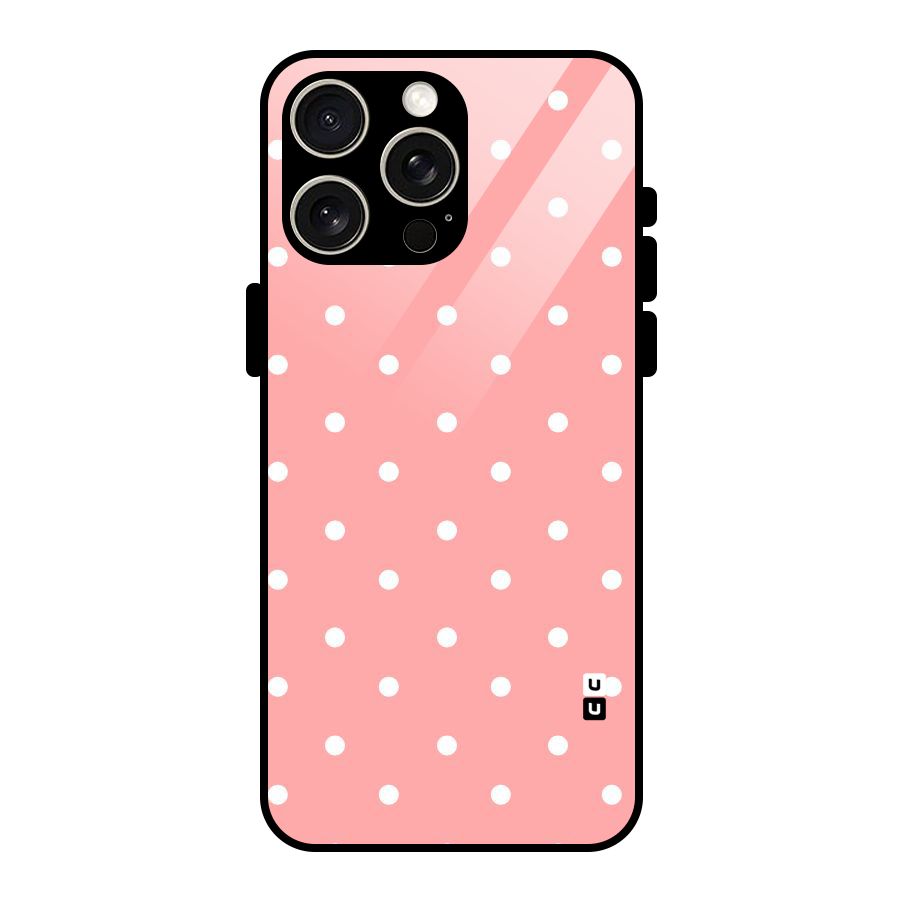 Peach Polka Pattern Glass Back Case for iPhone 15 Pro Max